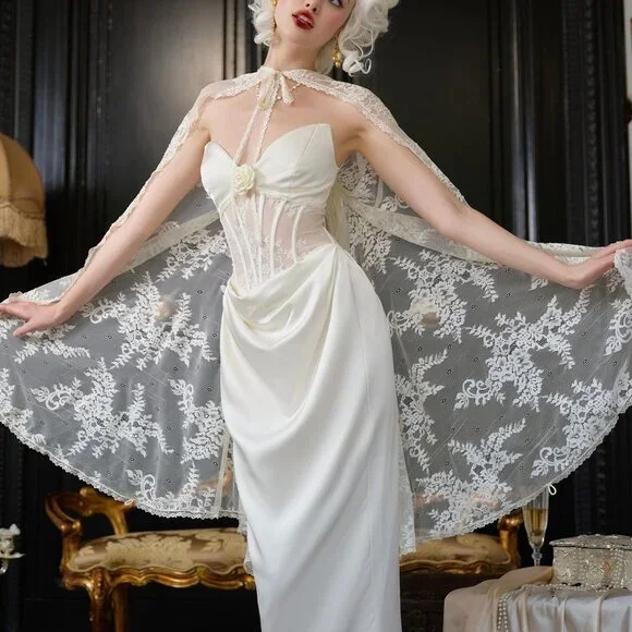 Victorian Style Strapless Corset Gown - Picture 5 of 9